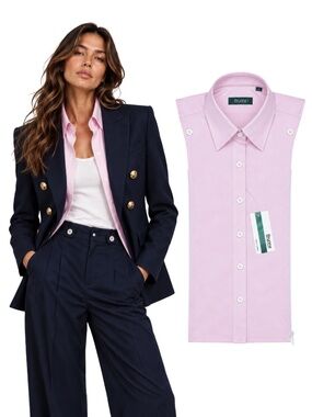 BRUNNE Button Down Shirt Dickey Compatible with Veronica Beard Blazer Sz 00-14